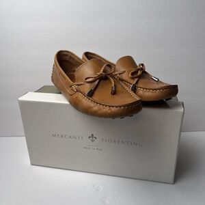 Mercanti Fiorentini Tan Leather String Tie Driving Shoe Loafer, Women's 8.5M